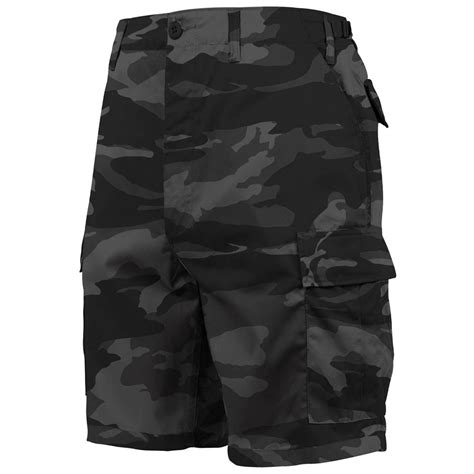 Mens Black Camouflage Bdu Cargo Shorts