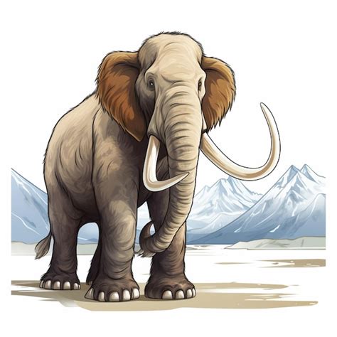 Premium Ai Image Mammoth 2d Cartoon Vector Illustration On White