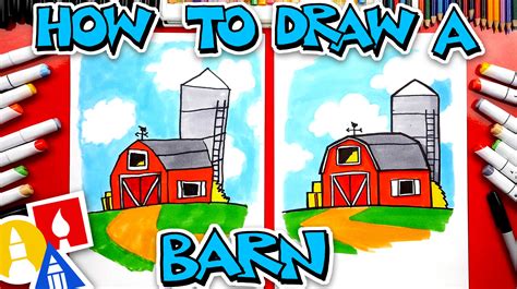 Do you want to learn drawing? How To Draw A Barn (farm) - Art For Kids Hub