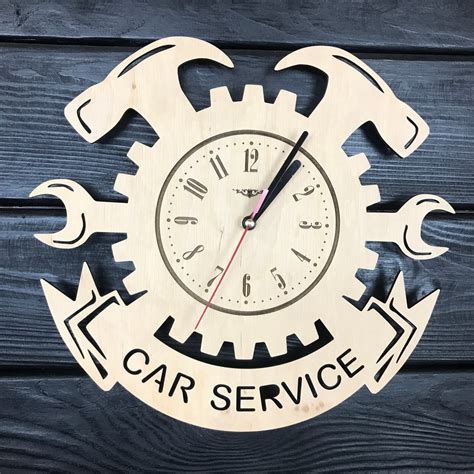 Car Service Wall Clock Wood Garage Hanging Decor Mechanic Etsy