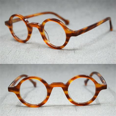 Hand Made Small Vintage Round Eyeglass Frames Full Rim Acetate Glasses Rx Able Ebay Round