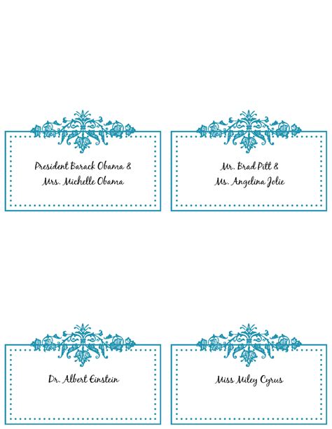 Free Editable Printable Place Cards
