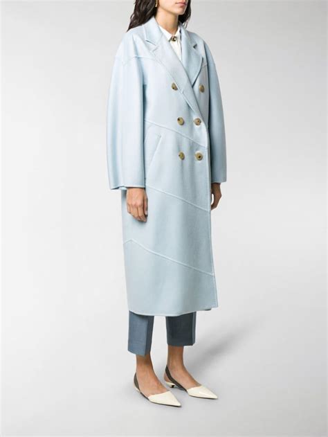 Max Mara Double Breasted Cashmere Coat In Blue Lyst