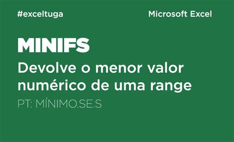 Fun O Minifs Para Encontrar O Valor M Nimo Excel Tuga Excel Em Portugu S