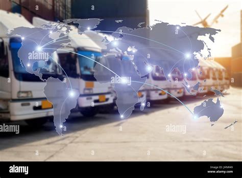 Map global logistics partnership connection of Container Cargo freight