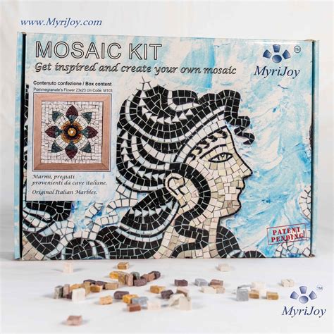 Diy Roman Mosaics Kit For Adults Pomegranate Flower Marble Etsy