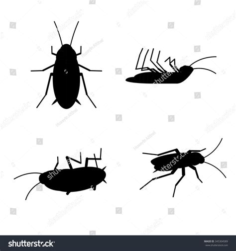 vector dead cockroach silhouette set stock vector royalty free 345304589 shutterstock