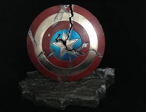 Custom 16 Scale Cracked Captain America Shield With Rock Stand In