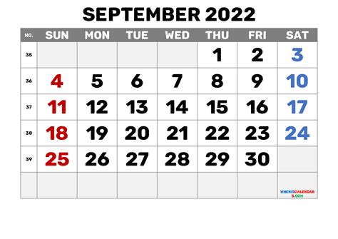 Printable September 2022 Calendar Free 12 Templates