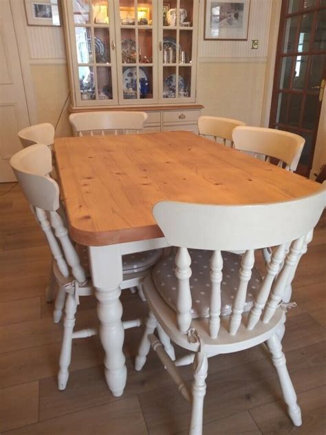 A rectangular tabletop and a a bench and chairs have angular tapered legs. Beautiful Farmhouse Kitchen Table with 6 Wood Dining ...
