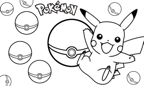 Coloring Page Pikachu Pokemon Poke Ball Gambaran