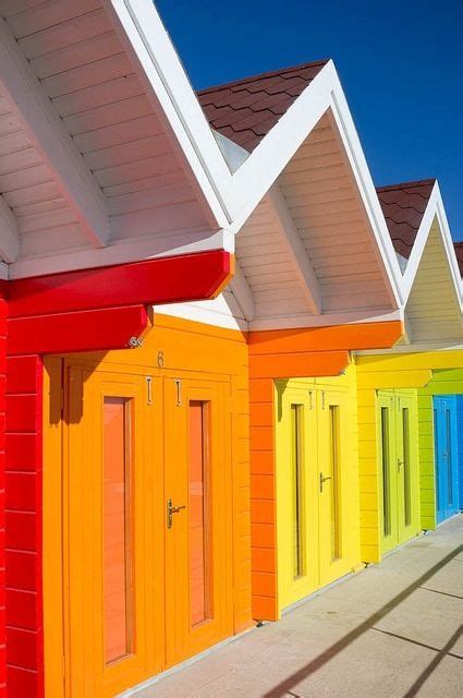 Bright And Bold Colored Beach Huts Beach Hut Hut Scarborough