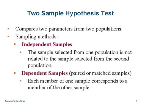 Chapter 8 Hypothesis Testing With Two Samples Larsonfarber