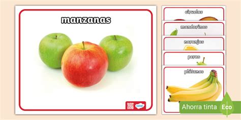 Tarjetas De Vocabulario Fotos De Frutas Teacher Made