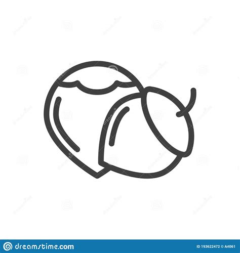 Hazelnut Icon Minimalistic Image Of Nuts Isolated Vector On White