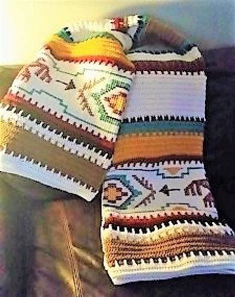 Vintage Crochet Afghan Indian Blanket Pattern Pdf Instant Etsy In
