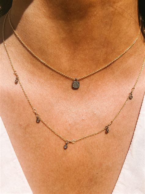 A necklace is not a piece of jewelry but someone's hand around your throat. Pave Diamond Delicate Necklaces | Bloom Jewelry