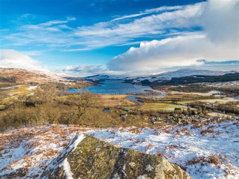 Fantastic Views Over Loch Tay In Winter Above Killin Scotland Stock