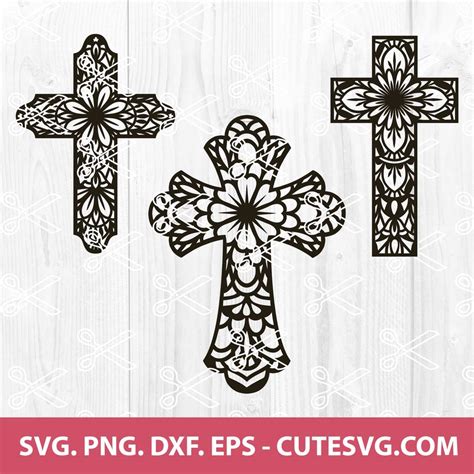Svg Png Clip Art  Dxf Image Files Cross Floral Svg Digital Files