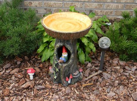 Tree Stump Bird Bath And Toad House Custom Decorated Ooak Ivy