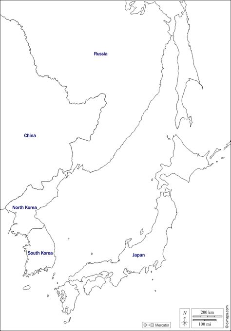 Blank maps of japan, outline maps of japan and maps showing the location of japan within asia. Blank Map Of Japan And Asia