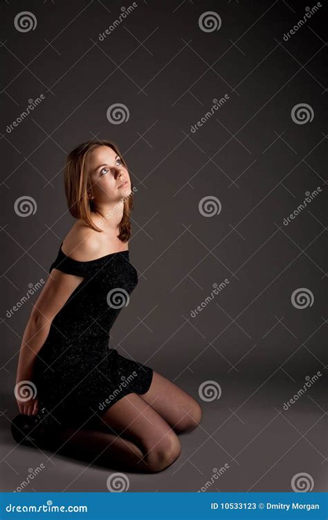 Sensual Blonde Sitting On Knees Stock Image Image Of Pretty Legs