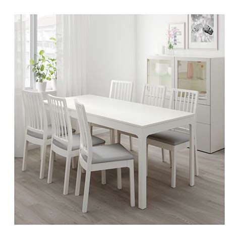 Ikea bjursta extendable kitchen table black, 4 x nils dining chairs white. EKEDALEN Extendable table, white, Min. length: 47 1/4 ...