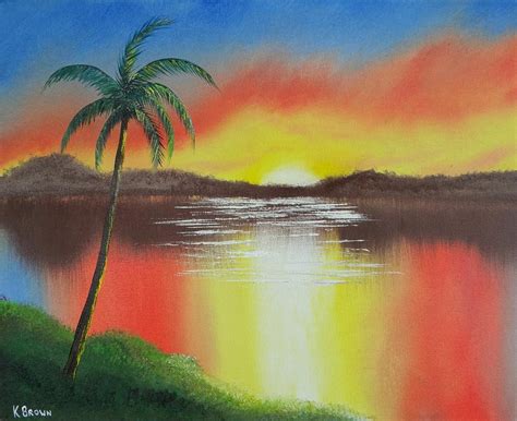 Tropical Sunset Painting By Kevin Brown Fine Art America