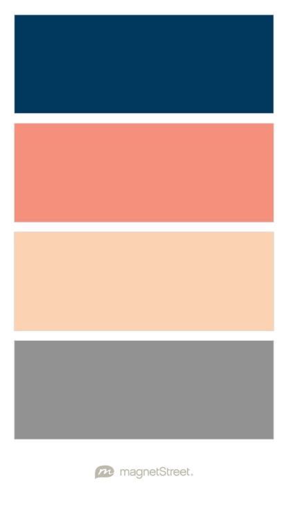 It all starts with one photo. Navy, Coral, Peach, and Classic Gray Wedding Color Palette ...