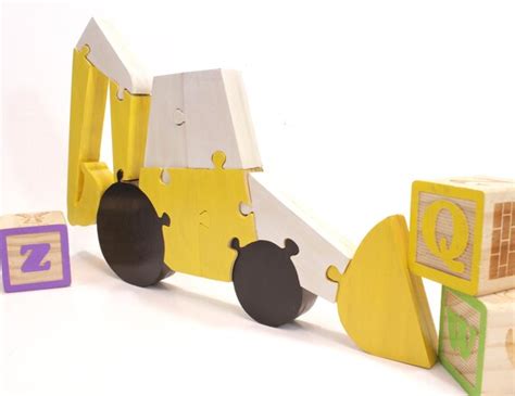 Backhoe Decor And Puzzle In Yellow