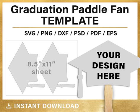 Graduation Paddle Fan Template Blank Template Graduation Cap Etsy