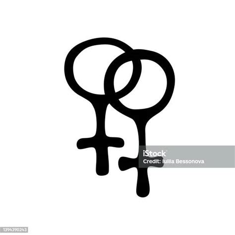 Wektor Dwa Skrzyżowane Symbole Wenus Symbole Płci Żeńskiej W Stylu