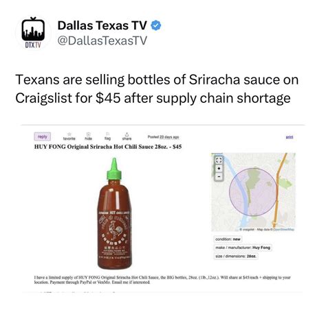 Dallas Texas TV - Sriracha sauce bottle prices soar as...