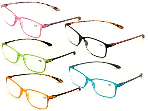 5 pairs womens lightweight extended wear comfort readers multi color pack reading glasses