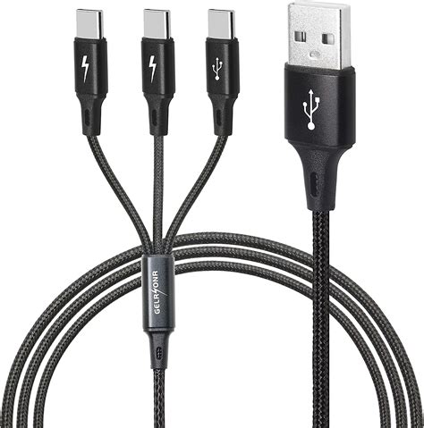 Gelrhonr Multi Usb C Splitter Cable，3 In 1 Nylon Braided