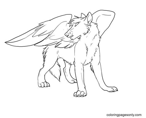 Winged Wolves Coloring Page Free Printable Coloring Pages