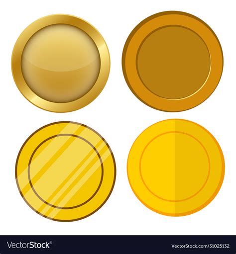 Four Different Style Blank Gold Coin Template Set Vector Image