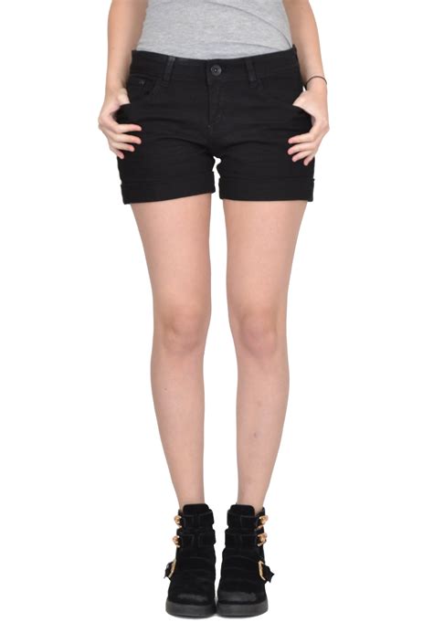 New Womens Ladies Black Fitted Stretch Denim Hot Pants Jean Shorts Ebay