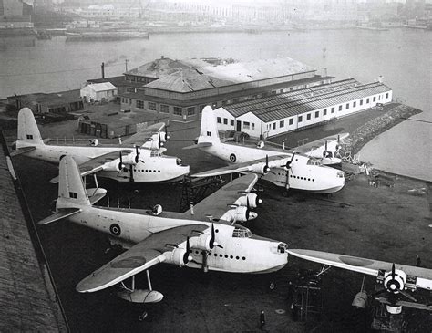 Several Short Sunderland Flying Boats In Their Base At Queen S Island