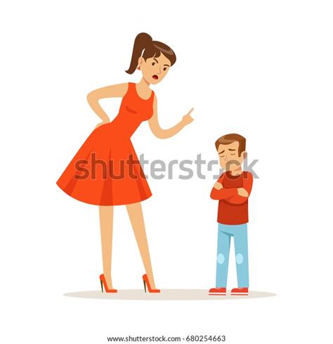 Mother Character Scolding Her Upset Son Stock Vector Royalty Free
