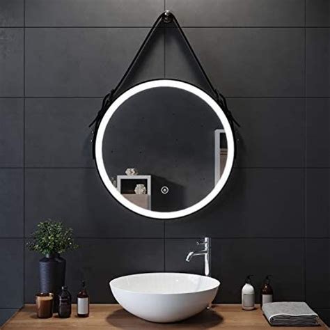 modern round bathroom mirrors wall mounted with lights belt decorative