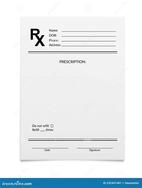 Medical Prescription Rx Form Of Pharmacy Hospital Stock Vector