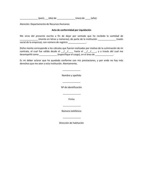 Carta De Liquidación Laboral Udocz