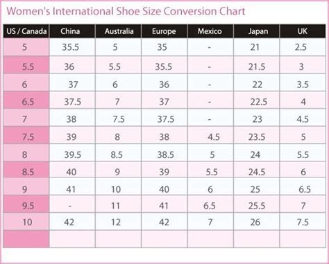 The Best 16 Conversion Ladies Shoe Size Chart - collecting25abc