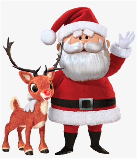 Vector Illustration Of A Rudolph Red Nosed Reindeer And Santa Claus