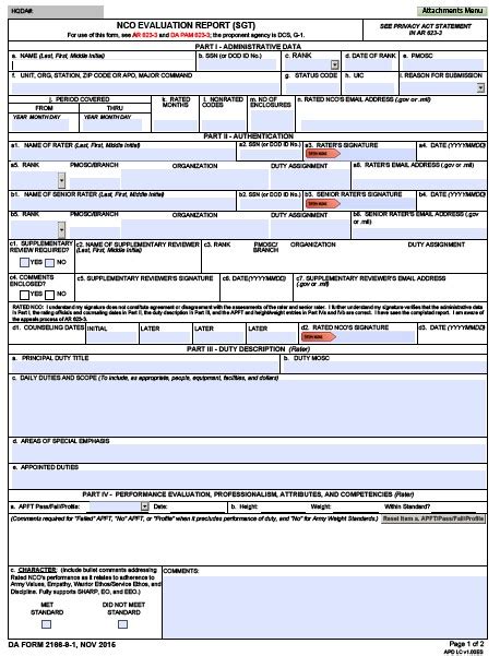 Da Form 2166 9 Fillable Printable Forms Free Online