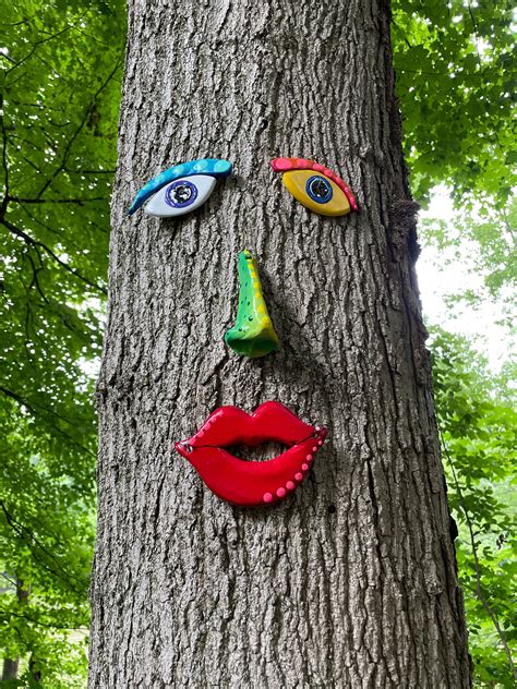 Tree Facetree Decor T Ideasgarden Art Tree Art Outdoor Etsy Uk
