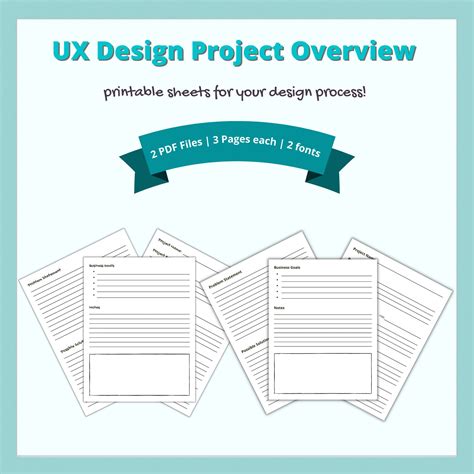UX Design Project Overview Template Printable For UX Etsy