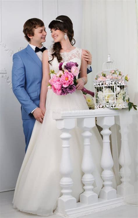 Portrait Of Beautiful Couple Wedding Dress Wedding Accessories Stock