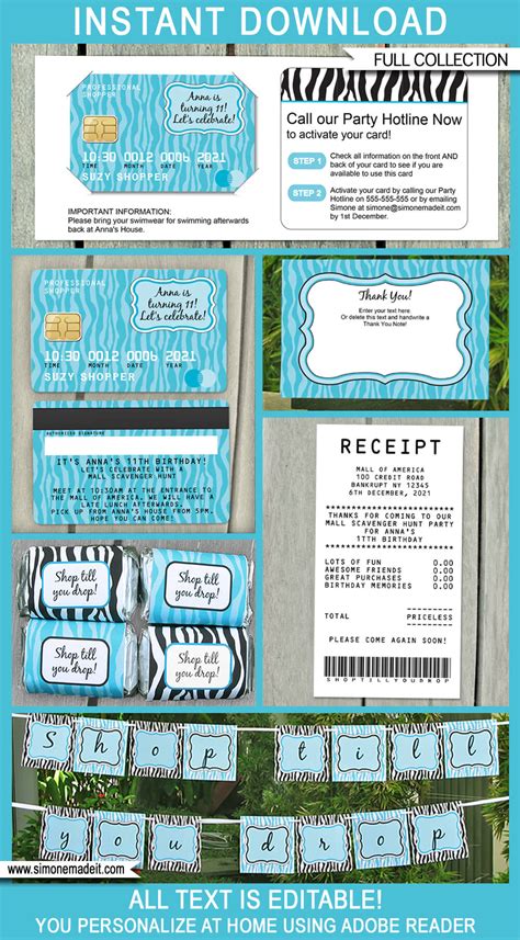 Provide a couple details about you and your new card, and then enjoy shopping. Mall Scavenger Hunt Party Printables & Invitations